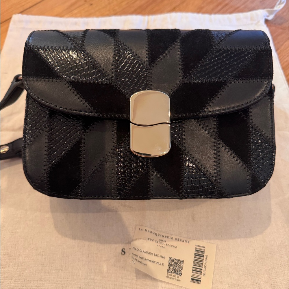 Sezane Black Patchwork Milo bag used once excellent